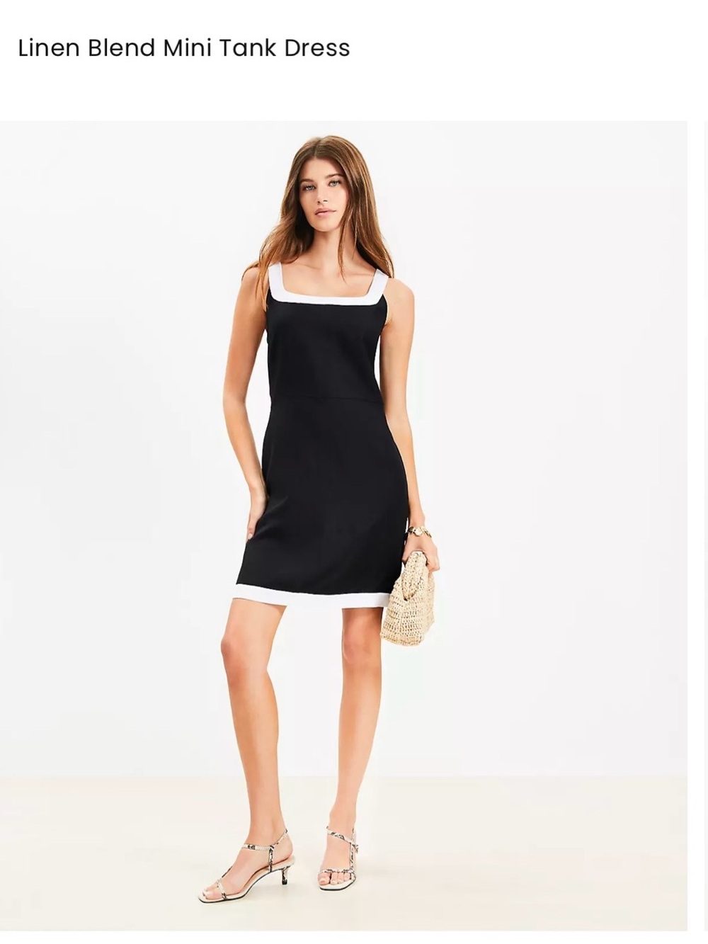 LOFT Black and White Linen Blend Mini Tank Dress